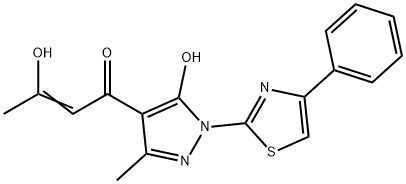 3-HYDROXY-1-[5-HYDROXY-3-METHYL-1-(4-PHENYL-1,3-THIAZOL-2-YL)-1H-PYRAZOL-4-YL]-2-BUTEN-1-ONE Struktur