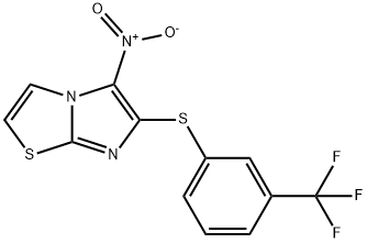 5-NITRO-6-([3-(TRIFLUOROMETHYL)PHENYL]SULFANYL)IMIDAZO[2,1-B][1,3]THIAZOLE Struktur