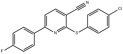 2-[(4-CHLOROPHENYL)SULFANYL]-6-(4-FLUOROPHENYL)NICOTINONITRILE Struktur