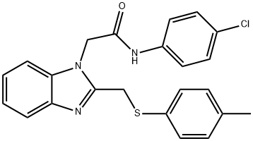 N-(4-CHLOROPHENYL)-2-(2-([(4-METHYLPHENYL)SULFANYL]METHYL)-1H-1,3-BENZIMIDAZOL-1-YL)ACETAMIDE Struktur