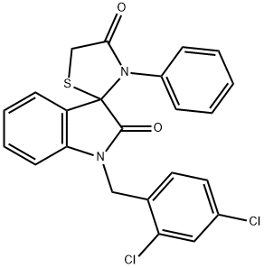 1-(2,4-DICHLOROBENZYL)-3'-PHENYLSPIRO(2,3-DIHYDRO-1H-INDOLE-3,2'-THIAZOLIDINE)-2,4'-DIONE Struktur