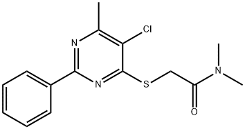 2-[(5-CHLORO-6-METHYL-2-PHENYL-4-PYRIMIDINYL)SULFANYL]-N,N-DIMETHYLACETAMIDE Struktur