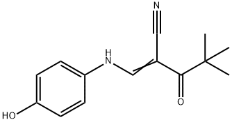 2-(2,2-DIMETHYLPROPANOYL)-3-((4-HYDROXYPHENYL)AMINO)PROP-2-ENENITRILE Struktur