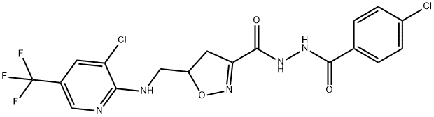 N'-(4-CHLOROBENZOYL)-5-(([3-CHLORO-5-(TRIFLUOROMETHYL)-2-PYRIDINYL]AMINO)METHYL)-4,5-DIHYDRO-3-ISOXAZOLECARBOHYDRAZIDE Struktur