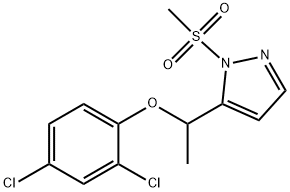 2,4-DICHLOROPHENYL 1-[1-(METHYLSULFONYL)-1H-PYRAZOL-5-YL]ETHYL ETHER Struktur