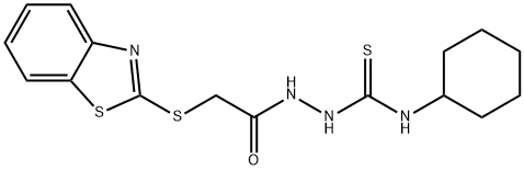 1-(2-BENZOTHIAZOL-2-YLTHIO-ACETYL)-4-(CYCLOHEXYL)THIOSEMICARBAZIDE Struktur