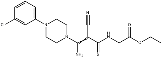 ETHYL 2-((3-AMINO-3-[4-(3-CHLOROPHENYL)PIPERAZINO]-2-CYANO-2-PROPENETHIOYL)AMINO)ACETATE Struktur