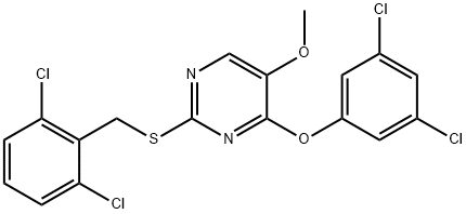 2-[(2,6-DICHLOROBENZYL)SULFANYL]-4-(3,5-DICHLOROPHENOXY)-5-METHOXYPYRIMIDINE Struktur