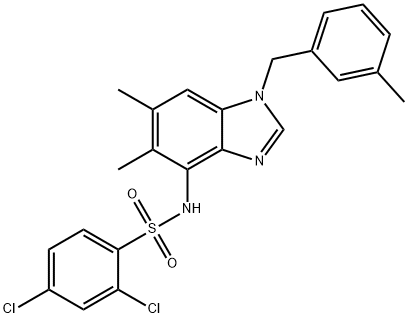 2,4-DICHLORO-N-[5,6-DIMETHYL-1-(3-METHYLBENZYL)-1H-1,3-BENZIMIDAZOL-4-YL]BENZENESULFONAMIDE Struktur