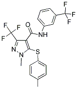 1-METHYL-5-[(4-METHYLPHENYL)SULFANYL]-3-(TRIFLUOROMETHYL)-N-[3-(TRIFLUOROMETHYL)PHENYL]-1H-PYRAZOLE-4-CARBOXAMIDE Struktur