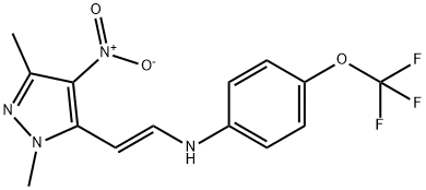 N-[2-(1,3-DIMETHYL-4-NITRO-1H-PYRAZOL-5-YL)VINYL]-4-(TRIFLUOROMETHOXY)ANILINE Struktur