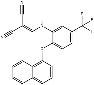 (((2-NAPHTHYLOXY-5-(TRIFLUOROMETHYL)PHENYL)AMINO)METHYLENE)METHANE-1,1-DICARBONITRILE Struktur