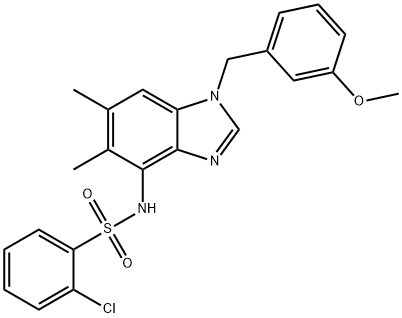 2-CHLORO-N-[1-(3-METHOXYBENZYL)-5,6-DIMETHYL-1H-1,3-BENZIMIDAZOL-4-YL]BENZENESULFONAMIDE Struktur