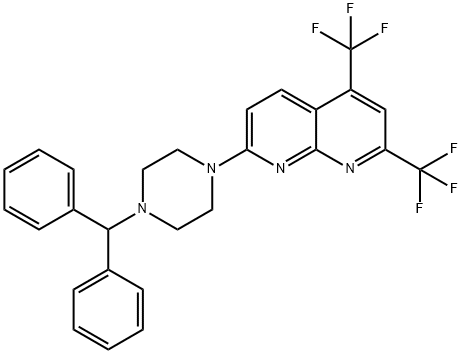 7-(4-BENZHYDRYLPIPERAZINO)-2,4-BIS(TRIFLUOROMETHYL)[1,8]NAPHTHYRIDINE Struktur