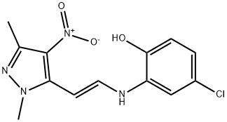 4-CHLORO-2-([2-(1,3-DIMETHYL-4-NITRO-1H-PYRAZOL-5-YL)VINYL]AMINO)BENZENOL Struktur