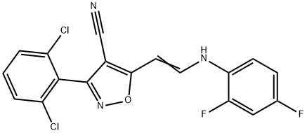 3-(2,6-DICHLOROPHENYL)-5-[2-(2,4-DIFLUOROANILINO)VINYL]-4-ISOXAZOLECARBONITRILE Struktur