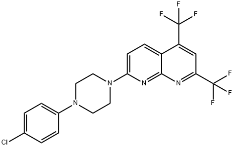 7-[4-(4-CHLOROPHENYL)PIPERAZINO]-2,4-BIS(TRIFLUOROMETHYL)[1,8]NAPHTHYRIDINE Struktur