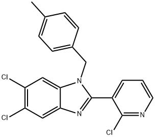 5,6-DICHLORO-2-(2-CHLORO-3-PYRIDINYL)-1-(4-METHYLBENZYL)-1H-1,3-BENZIMIDAZOLE Struktur