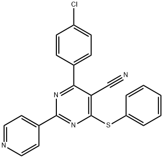 4-(4-CHLOROPHENYL)-6-(PHENYLSULFANYL)-2-(4-PYRIDINYL)-5-PYRIMIDINECARBONITRILE Struktur