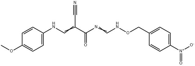 2-CYANO-3-(4-METHOXYANILINO)-N-(([(4-NITROBENZYL)OXY]IMINO)METHYL)ACRYLAMIDE Struktur