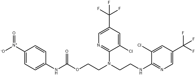 2-[[3-CHLORO-5-(TRIFLUOROMETHYL)-2-PYRIDINYL](2-([3-CHLORO-5-(TRIFLUOROMETHYL)-2-PYRIDINYL]AMINO)ETHYL)AMINO]ETHYL N-(4-NITROPHENYL)CARBAMATE Struktur