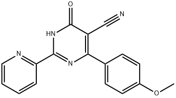 4-HYDROXY-6-(4-METHOXYPHENYL)-2-(2-PYRIDINYL)-5-PYRIMIDINECARBONITRILE Struktur