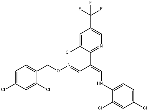 2-[3-CHLORO-5-(TRIFLUOROMETHYL)-2-PYRIDINYL]-3-(2,4-DICHLOROANILINO)ACRYLALDEHYDE O-(2,4-DICHLOROBENZYL)OXIME Struktur