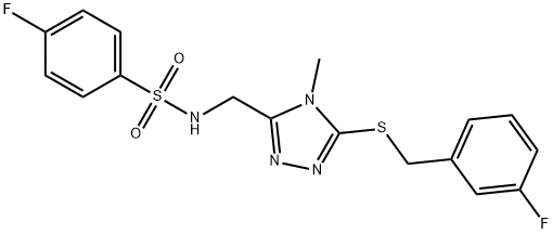 4-FLUORO-N-((5-[(3-FLUOROBENZYL)SULFANYL]-4-METHYL-4H-1,2,4-TRIAZOL-3-YL)METHYL)BENZENESULFONAMIDE Struktur