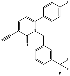 6-(4-FLUOROPHENYL)-2-OXO-1-[3-(TRIFLUOROMETHYL)BENZYL]-1,2-DIHYDRO-3-PYRIDINECARBONITRILE Struktur