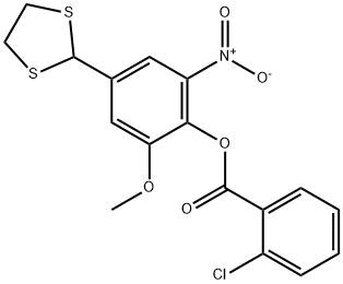 4-(1,3-DITHIOLAN-2-YL)-2-METHOXY-6-NITROPHENYL 2-CHLOROBENZENECARBOXYLATE Struktur