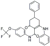 (2-OXO-4-PHENYL-6-(PHENYLAMINO)CYCLOHEX-1-ENYL)-N-(4-(TRIFLUOROMETHOXY)PHENYL)FORMAMIDE Struktur