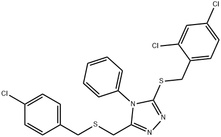 3-([(4-CHLOROBENZYL)SULFANYL]METHYL)-5-[(2,4-DICHLOROBENZYL)SULFANYL]-4-PHENYL-4H-1,2,4-TRIAZOLE Struktur