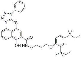 DI-T-PENTYLPHENOXYBUTYL-1-HYDROXY-(PHENYL-TETRAZOLYLTHIO)-NAPHTH-CARBOXAMIDE Struktur