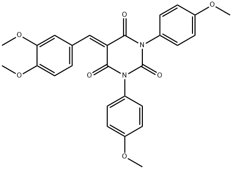 1,3-BIS(4-METHOXYPHENYL)-5-((3,4-DIMETHOXYPHENYL)METHYLENE)-1,3-DIAZAPERHYDROINE-2,4,6-TRIONE Structure