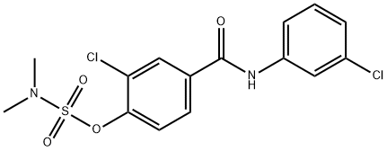 2-CHLORO-4-[(3-CHLOROANILINO)CARBONYL]PHENYL-N,N-DIMETHYLSULFAMATE Struktur