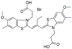 3-CARBOXYETHYL-2-(2-((3-CARBOXYETHYL-5-METHYL-6-METHOXY-2-BENZOTHIAZOLINYLIDENE) METHYL)-1-BUTENYL)-5-METHYL-6-METHOXY BENZOTHIAZOLIUM BROMIDE Struktur