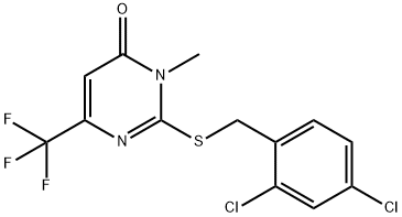 2-[(2,4-DICHLOROBENZYL)SULFANYL]-3-METHYL-6-(TRIFLUOROMETHYL)-4(3H)-PYRIMIDINONE Struktur