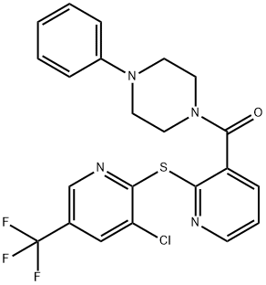 (2-([3-CHLORO-5-(TRIFLUOROMETHYL)-2-PYRIDINYL]SULFANYL)-3-PYRIDINYL)(4-PHENYLPIPERAZINO)METHANONE Struktur