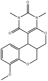 9-METHOXY-2,4-DIMETHYL-4,6A,7,12B-TETRAHYDRO-1H,6H-CHROMENO[4',3':4,5]PYRANO[2,3-D]PYRIMIDINE-1,3(2H)-DIONE Struktur