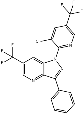 1-[3-CHLORO-5-(TRIFLUOROMETHYL)-2-PYRIDINYL]-3-PHENYL-6-(TRIFLUOROMETHYL)-1H-PYRAZOLO[4,3-B]PYRIDINE Struktur