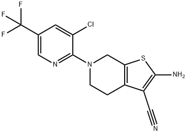 2-AMINO-6-[3-CHLORO-5-(TRIFLUOROMETHYL)-2-PYRIDINYL]-4,5,6,7-TETRAHYDROTHIENO[2,3-C]PYRIDINE-3-CARBONITRILE Struktur