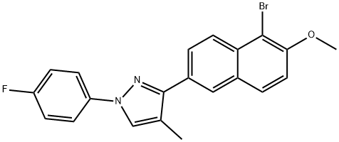 1-BROMO-6-[1-(4-FLUOROPHENYL)-4-METHYL-1H-PYRAZOL-3-YL]-2-NAPHTHYL METHYL ETHER Struktur