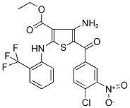 ETHYL 4-AMINO-5-(4-CHLORO-3-NITROBENZOYL)-2-[2-(TRIFLUOROMETHYL)ANILINO]THIOPHENE-3-CARBOXYLATE Struktur