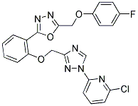 2-CHLORO-6-(3-[(2-(5-[(4-FLUOROPHENOXY)METHYL]-1,3,4-OXADIAZOL-2-YL)PHENOXY)METHYL]-1H-1,2,4-TRIAZOL-1-YL)PYRIDINE Struktur