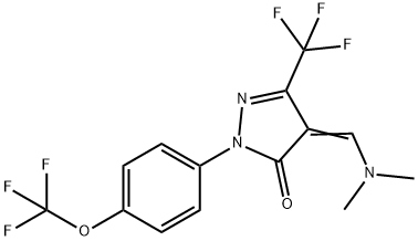 4-[(DIMETHYLAMINO)METHYLENE]-2-[4-(TRIFLUOROMETHOXY)PHENYL]-5-(TRIFLUOROMETHYL)-2,4-DIHYDRO-3H-PYRAZOL-3-ONE Struktur