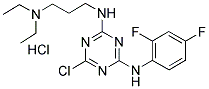 6-CHLORO-N2-[3-(DIETHYLAMINO)PROPYL]-N4-(2,4-DIFLUOROPHENYL)-1,3,5-TRIAZINE-2,4-DIAMINE HYDROCHLORIDE Struktur