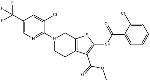 METHYL 2-[(2-CHLOROBENZOYL)AMINO]-6-[3-CHLORO-5-(TRIFLUOROMETHYL)-2-PYRIDINYL]-4,5,6,7-TETRAHYDROTHIENO[2,3-C]PYRIDINE-3-CARBOXYLATE Struktur