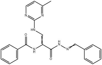 N-(2-[(4-METHYL-2-PYRIMIDINYL)AMINO]-1-([2-(PHENYLMETHYLENE)HYDRAZINO]CARBONYL)VINYL)BENZENECARBOXAMIDE Struktur