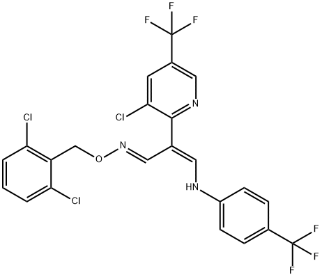 2-[3-CHLORO-5-(TRIFLUOROMETHYL)-2-PYRIDINYL]-3-[4-(TRIFLUOROMETHYL)ANILINO]ACRYLALDEHYDE O-(2,6-DICHLOROBENZYL)OXIME Struktur