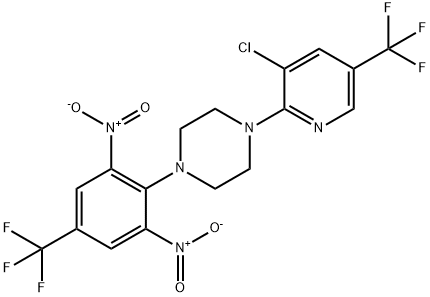 1-[3-CHLORO-5-(TRIFLUOROMETHYL)-2-PYRIDINYL]-4-[2,6-DINITRO-4-(TRIFLUOROMETHYL)PHENYL]PIPERAZINE Struktur